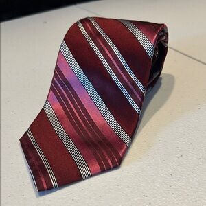 DKNY Burgundy and Pink Striped Tie